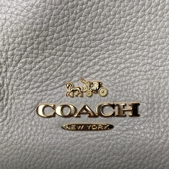 Coach Marlon Hobo Shoulder Bag Colorblock Whipstitch Tan & Cream Leather #91156 - Picture 10 of 12